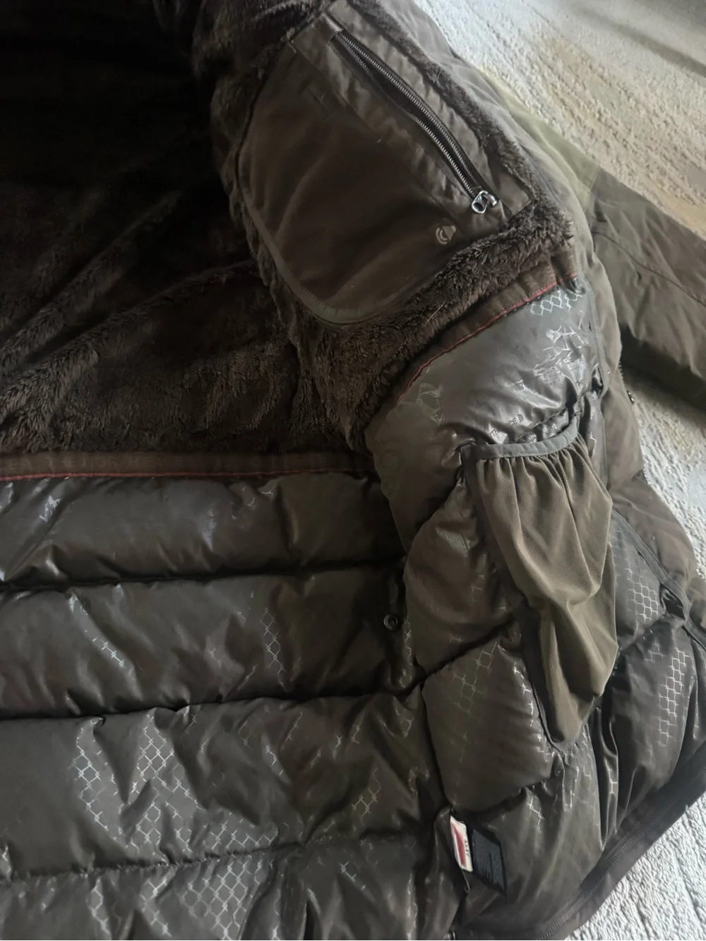 The North Face Olive Green Parka goose down Jacket hooded Hyvent XXL